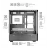 PC korpuss TACENS Mars Gaming MCLCDPRO Midi Tower — Melns, IPS 7.2 collu Displejs, Apakšējais PSU, ATX/Micro‑ATX/Mini‑ITX atbalsts