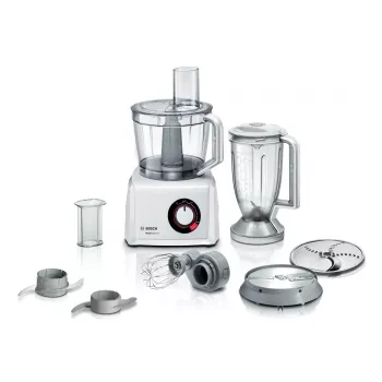 Virtuves kombains Bosch MC812W501 — 1000 W, 3.9 L bļoda, balts, nerūsējošā tērauda asmeņi