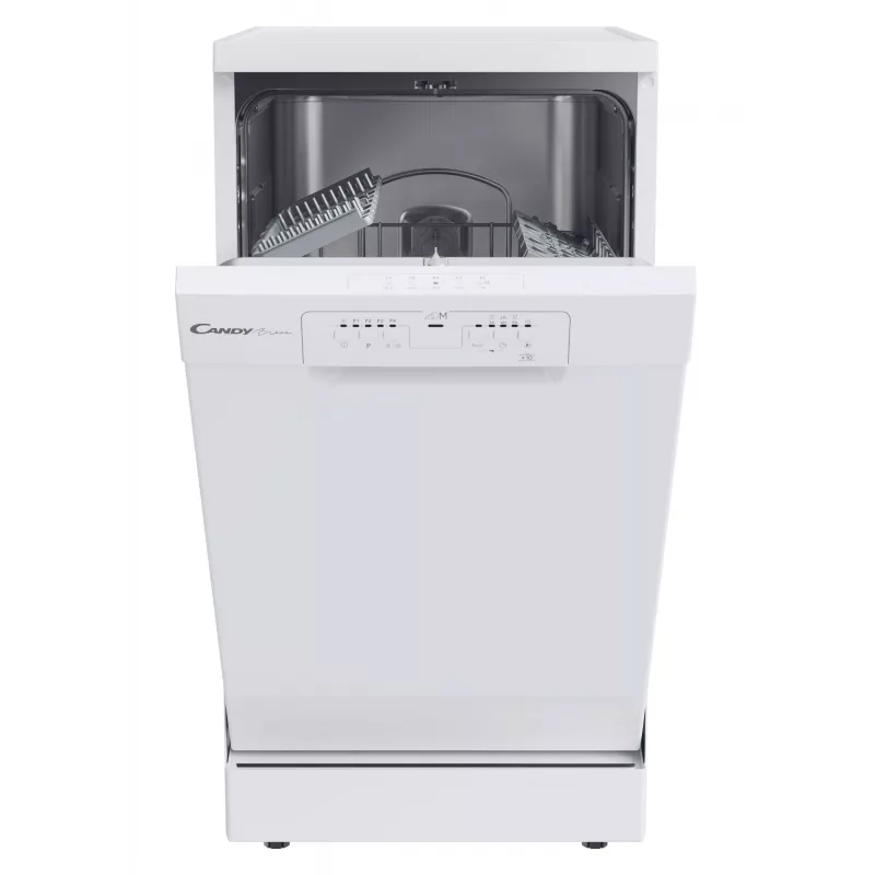 Brīvi stāvoša šaurā trauku mazgājamā mašīna CANDY Brava CDPH 2L1049W — 10 komplekti, 45 cm, 49 dB, E klase