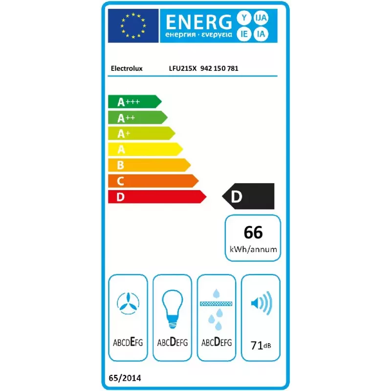 Tvaika nosūcējs zem skapja Electrolux LFU215X, nerūsējošais tērauds, 498×132–510 mm, 3 ātrumi, 272 m³/h, alumīnija tauku filtrs