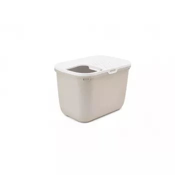 Savic Hop In augšējās ieejas kaķu tualete, plastmasa, bēša/balta, 585×390×395 mm