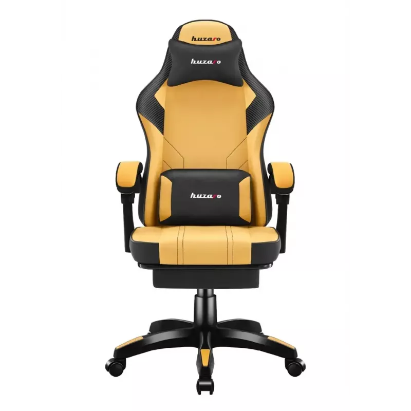 Spēļu krēsls huzaro Force 3.7 — ergonomisks augstas atzveltnes grozāms krēsls, dzeltena sēdvirsma, regulējami roku balsti, augstums 107.5–116.5 cm