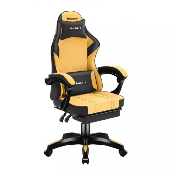 Spēļu krēsls huzaro Force 3.7 — ergonomisks augstas atzveltnes grozāms krēsls, dzeltena sēdvirsma, regulējami roku balsti, augstums 107.5–116.5 cm