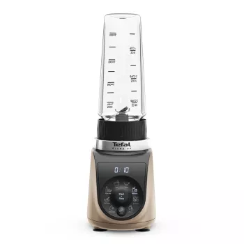 Tefal Blend Up BL190AF0 galda blenderis — 0.85 L trauks, 1000 W, 6-asmeņu Powelix sistēma, pulsācija, ledus drupināšana (Caurspīdīgs/Melns/Bēšs)