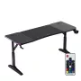 Spēļu galds huzaro Hero 4.6 RGB — melns taisnstūra virsma 1600×600 mm, augstums 560–790 mm, H-kājas, RGB fona apgaismojums