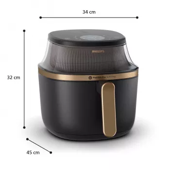 Gaisa fritieris Philips 3000 sērija NA342/00 — 7.2 L, 2000 W, 16 programmas, Skārienvadība, Melns Zelts
