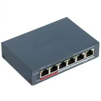 Hikvision DS-3E1106P-EI/M 6 portu PoE slēdzis, 4x PoE 10/100 + 2x RJ45 10/100, 45 W