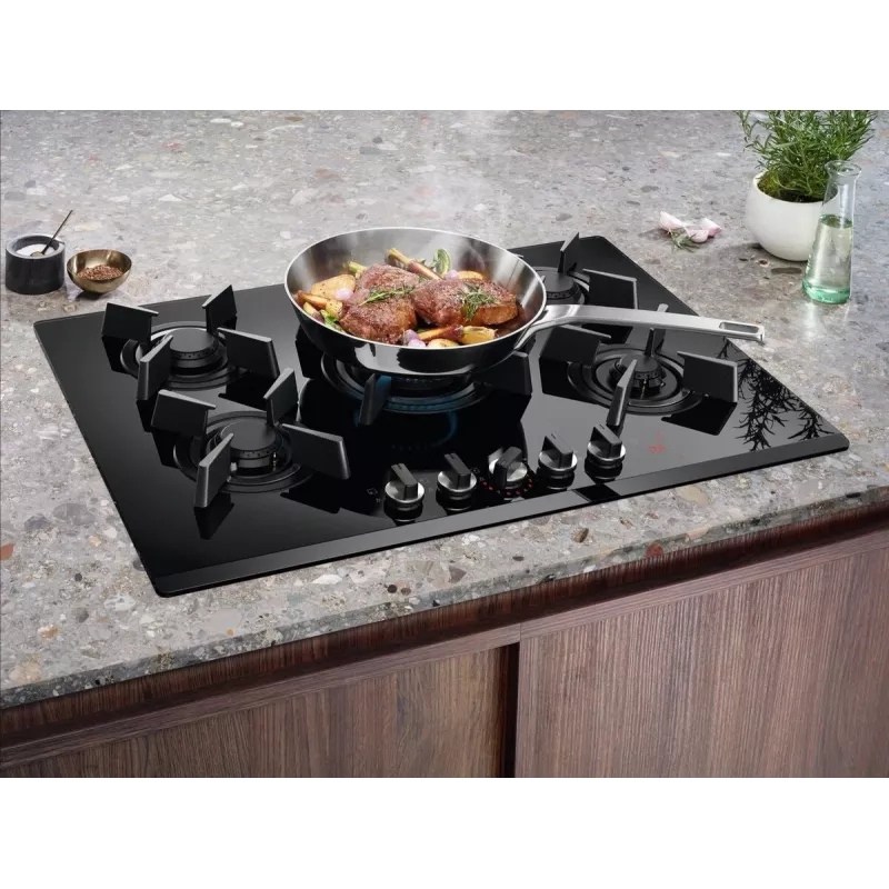 Electrolux KGG75362K Melna Iebūvējama 75 cm Gāzes Plīts Virsma 5 Degļi
