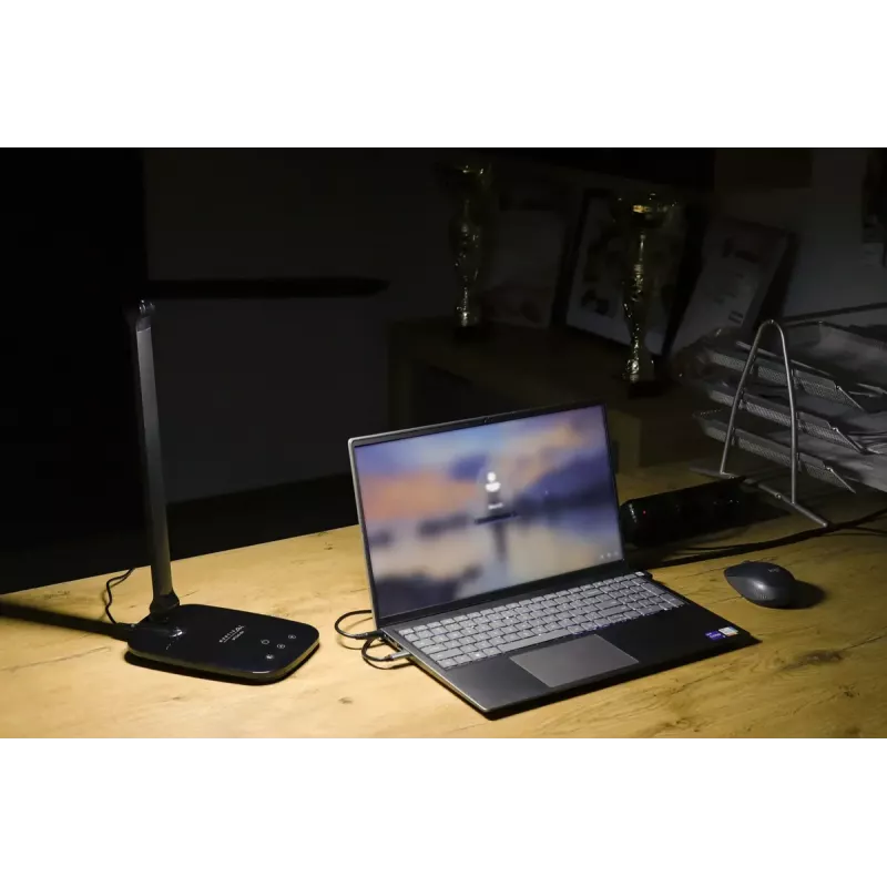 Montis MT042-BK LED galda lampa, melnā krāsā, 5,7 W, 230 V + USB