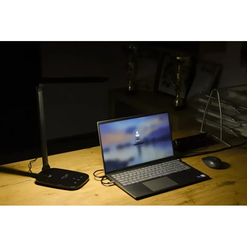 Montis MT042-BK LED galda lampa, melnā krāsā, 5,7 W, 230 V + USB