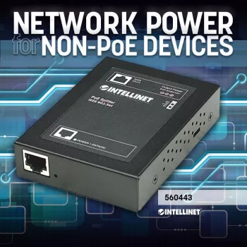 Intellinet PoE+ Sadalītājs, IEEE802.3at, 5, 7.5, 9 vai 12 V DC izejas spriegums