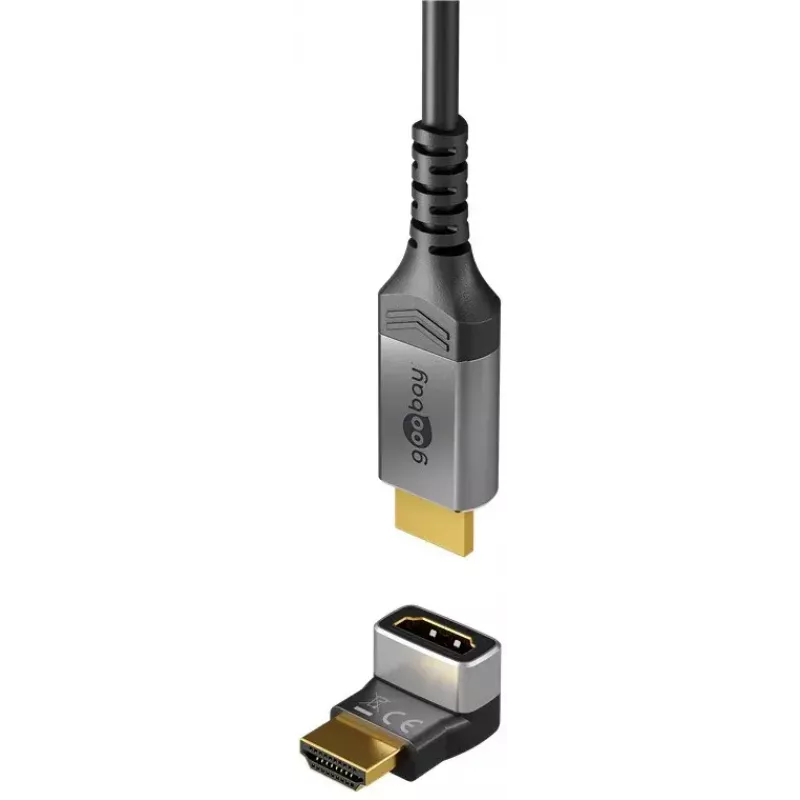 Goobay 72009 HDMI adapteris, leņķa, Type A standarta, melns/sudrabs