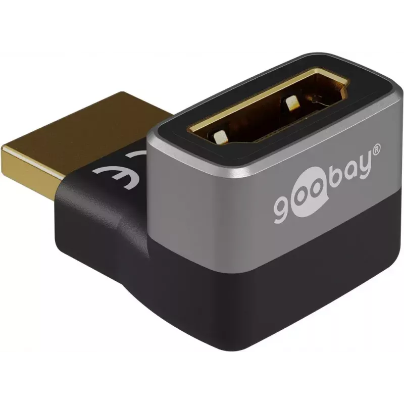 Goobay 72009 HDMI adapteris, leņķa, Type A standarta, melns/sudrabs