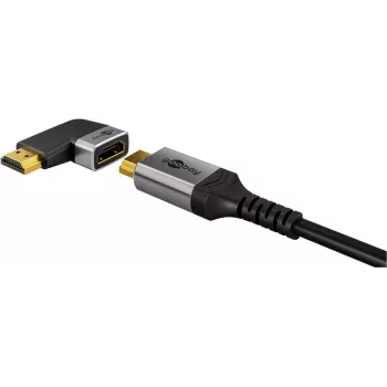 Goobay 72012 HDMI adapteris, leņķa vīrišķais savienotājs, melns/sudrabs