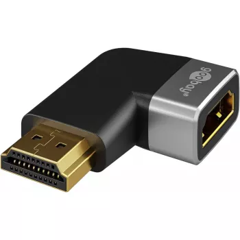 Goobay 72012 HDMI adapteris, leņķa vīrišķais savienotājs, melns/sudrabs