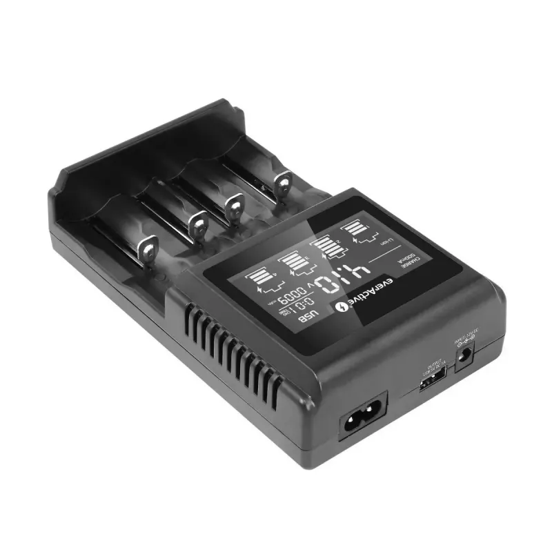 Lādētājs baterijām everActive UC-4000 AA/AAA, 4 sloti, 100–240V, melns