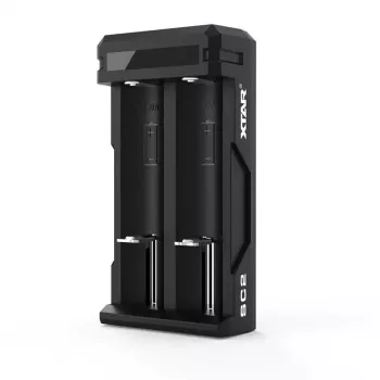 Lādētājs akumulatoriem XTAR SC2 Li-ion 18650 USB-C 2 sloti, USB-C barošana, LED indikatori, melns