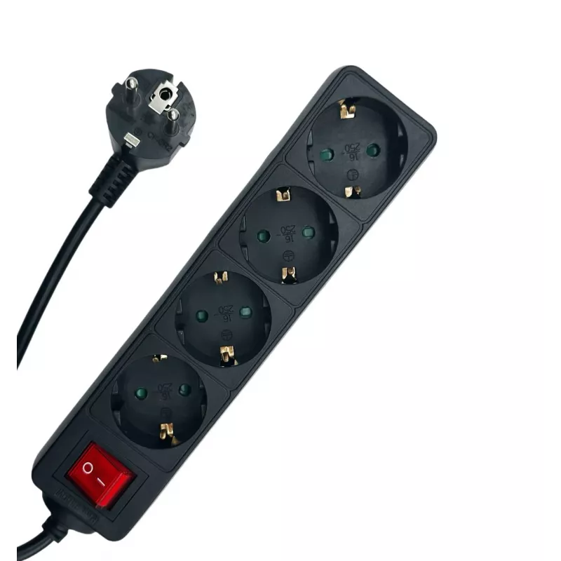 Microconnect MC-GRU0045BS pagarinātājs 5 m 4 kontaktligzdas Iekštelpām Melns