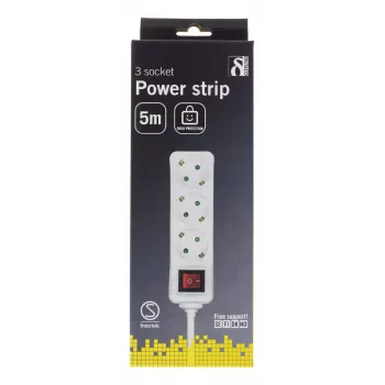 Microconnect GRU0035WS pagarinātājs 5 m, 3 kontaktligzdas, balts