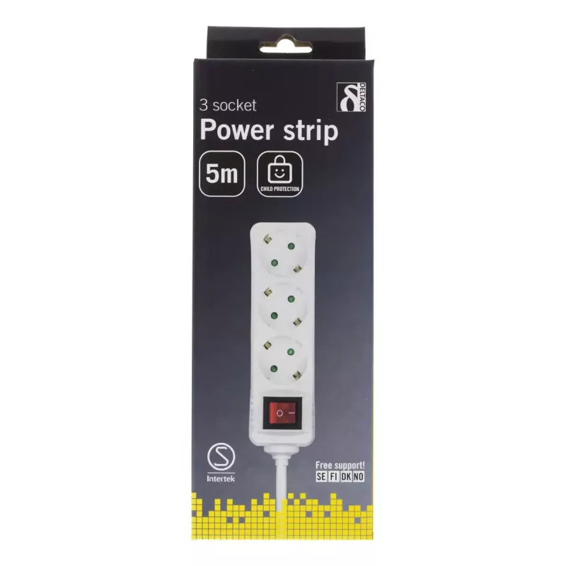 Microconnect GRU0035WS pagarinātājs 5 m, 3 kontaktligzdas, balts