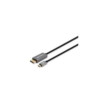 Manhattan USB-C uz DisplayPort 1.4 kabelis, 8K@60Hz, 3m, vīrietis-vīrietis, nav divvirzienu, melns, trīs gadu garantija