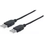 Manhattan USB-A uz USB-A kabelis, 1m, vīrietis uz vīrieti, 480 Mbps (USB 2.0), Hi-Speed USB, melns, mūža garantija