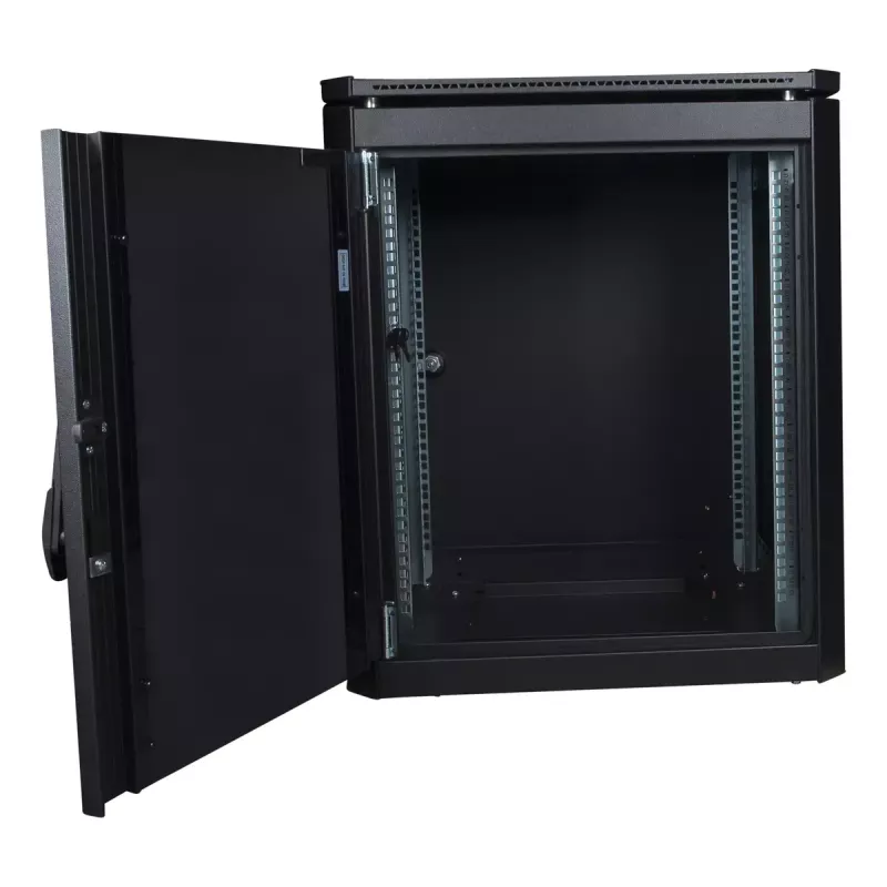 Brīvstāvošs skapis Lanview RDL12U66BL — 12U, 600 kg, atslēga, regulējamas kājas, kabeļu pārvaldība, IP40, melns
