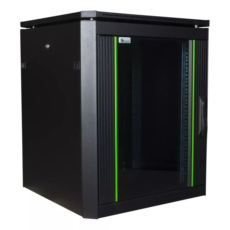 Brīvstāvošs skapis Lanview RDL12U66BL — 12U, 600 kg, atslēga, regulējamas kājas, kabeļu pārvaldība, IP40, melns