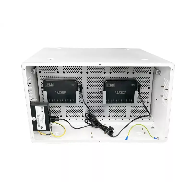 Pārnēsājamo ierīču pārvaldības skapis LEBA NoteBox 16 ar atslēgas slēdzeni, USB-C pieslēgvietām, 12 W uz ierīci, USB 2.0, sienas vai galda stiprinājums, balts