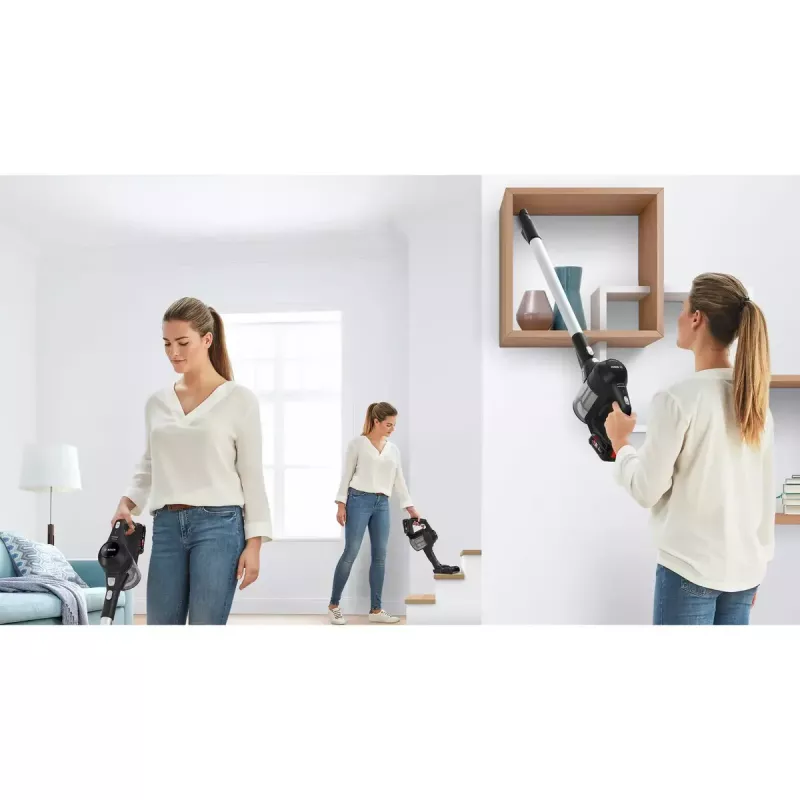 Bosch Serie 6 BBS611BSC bezvadu slotas putekļsūcējs 2-in-1, 18V, 2.5 Ah, melns