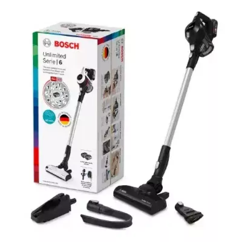 Bosch Serie 6 BBS611BSC bezvadu slotas putekļsūcējs 2-in-1, 18V, 2.5 Ah, melns