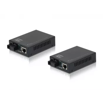 LevelOne FVT-2202 Media Converter komplekts RJ45 uz SC BIDI, vienmoda šķiedra, 20 km