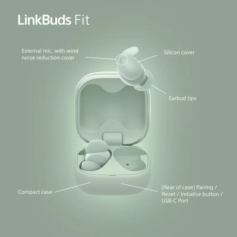 Sony LinkBuds Fit WFLS910NG austiņas Bezvadu Iekšauss Mūzikai/Ikdienai Zaļa