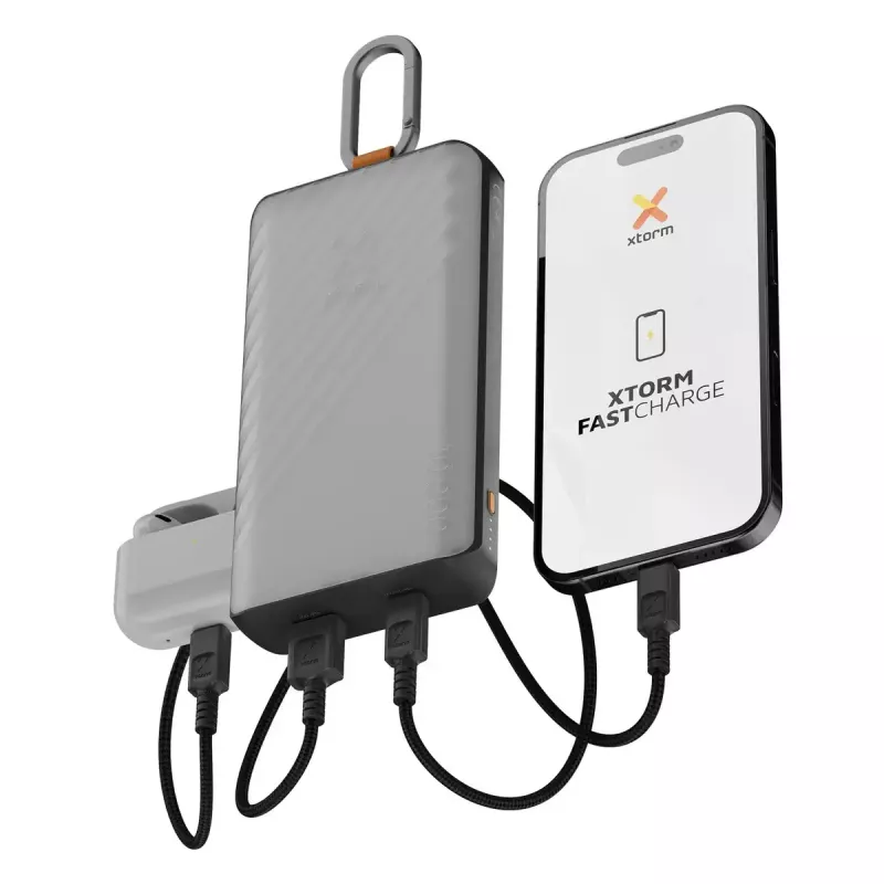 Power bank Xtorm XG2S101 — 10000 mAh LiPo, 30 W, USB-C + USB-A, Pelēks/Melns/Orangžs