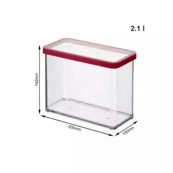 Pārtikas trauks rotho LOFT 2.1 L taisnstūrveida caurspīdīgs 100×200×142 mm, tehnopolimērs