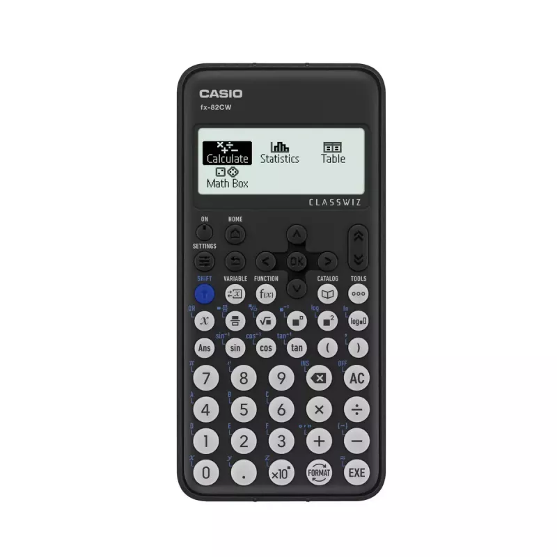 Zinātniskais kalkulators CASIO ClassWiz FX-82CW — 252 funkcijas, 2 rindu displejs, 12 cipari, 48 taustiņi, AAA baterija