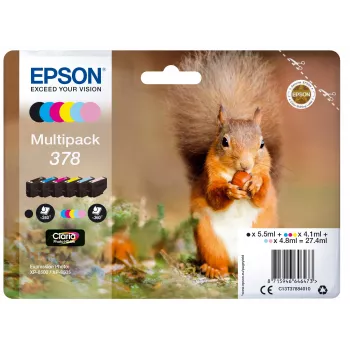 Epson C13T37884010 tintas kasetne – 6 krāsas (melna, ciāna, gaišā ciāna, fuksīna, gaišā fuksīna, dzeltena) – oriģināla Claria Photo HD