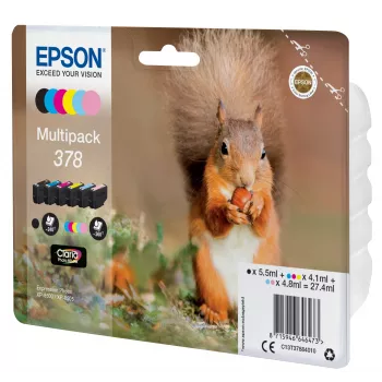 Epson C13T37884010 tintas kasetne – 6 krāsas (melna, ciāna, gaišā ciāna, fuksīna, gaišā fuksīna, dzeltena) – oriģināla Claria Photo HD