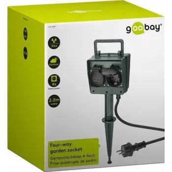 Goobay 55943 2m 2 kontaktligzdas āra pagarinātājs melns zaļš