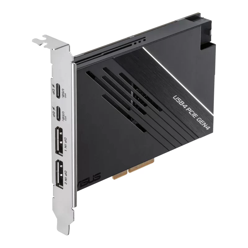 ASUS USB4 PCIe Gen4 karte ar diviem USB4 (USB-C) portiem un DisplayPort 1.4 atbalstu