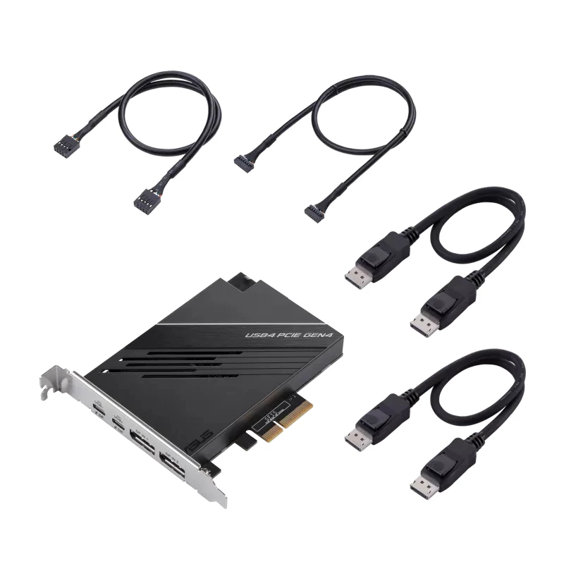 ASUS USB4 PCIe Gen4 karte ar diviem USB4 (USB-C) portiem un DisplayPort 1.4 atbalstu