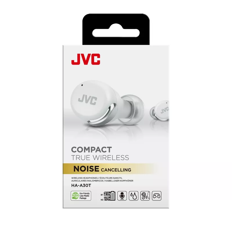 JVC HA-A30T aktīvās trokšņu slāpēšanas TWS austiņas baltā krāsā