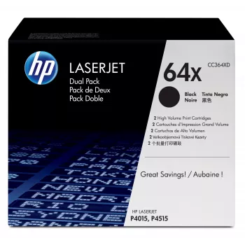 HP 64X 2-pack augstas ražības melna oriģinālā LaserJet tonera kasetnes