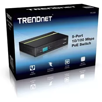 Trendnet TPE-S50 nepārvaldāms tīkla slēdzis ar PoE, 5 porti, 31 W