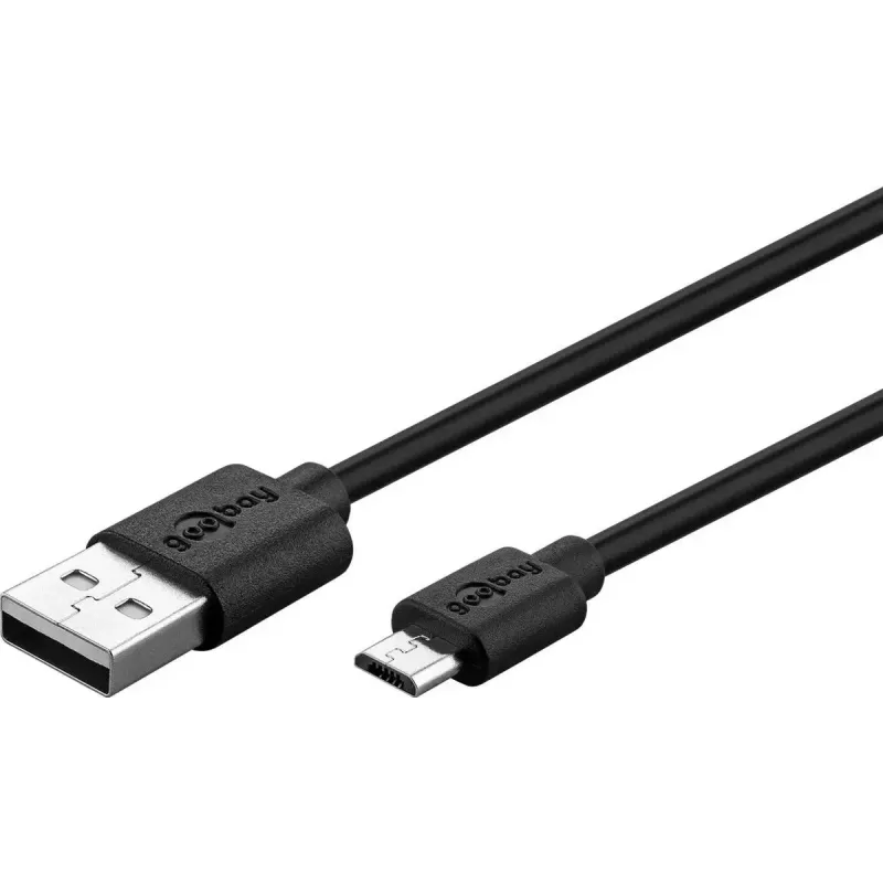 Goobay Micro-USB ātrās uzlādes un sinhronizācijas kabelis 1 m USB 2.0 Melns