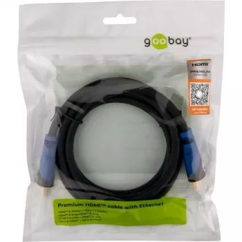 Goobay HDMI kabelis 3m A tipa vīrietis-vīrietis 18 Gbit/s Melns Zils