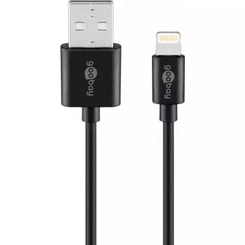 Goobay Lightning USB uzlādes un sinhronizācijas kabelis 0.5m, melns