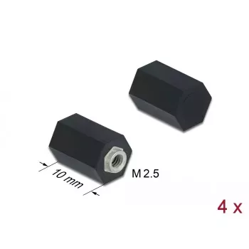 Starplikas M2.5 sešstūra iekšējā vītne 10 mm melna 4 gab. DeLOCK 60243