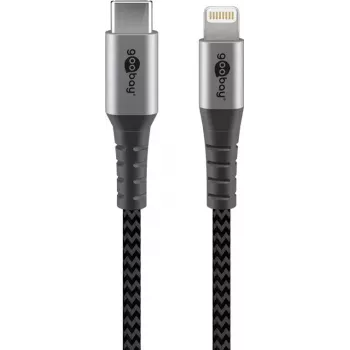 Goobay Lightning kabelis 0.5m USB-C uz Lightning 3A 20V Melns Pelēks