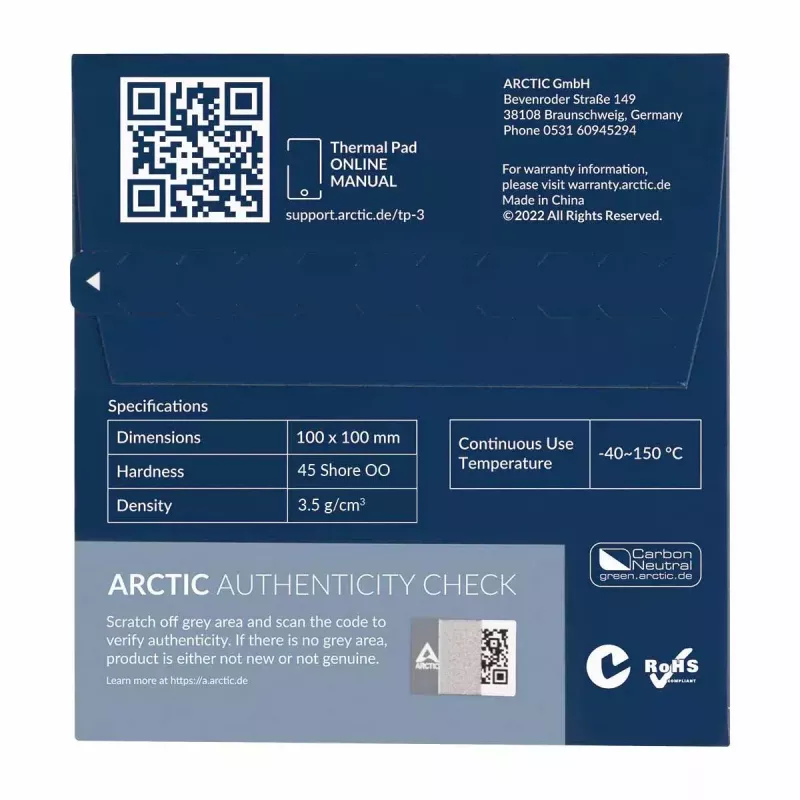 ARCTIC TP-3 Premium Performance Termopalikts 100 x 100 mm, 1 mm